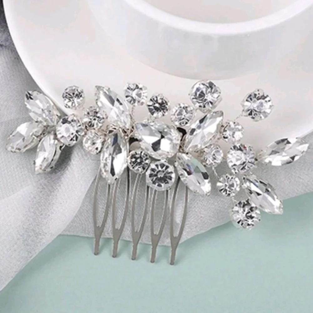Wedding Bridal Comb Sparkling Rhinestone Crystal Silver Hair Comb NEW